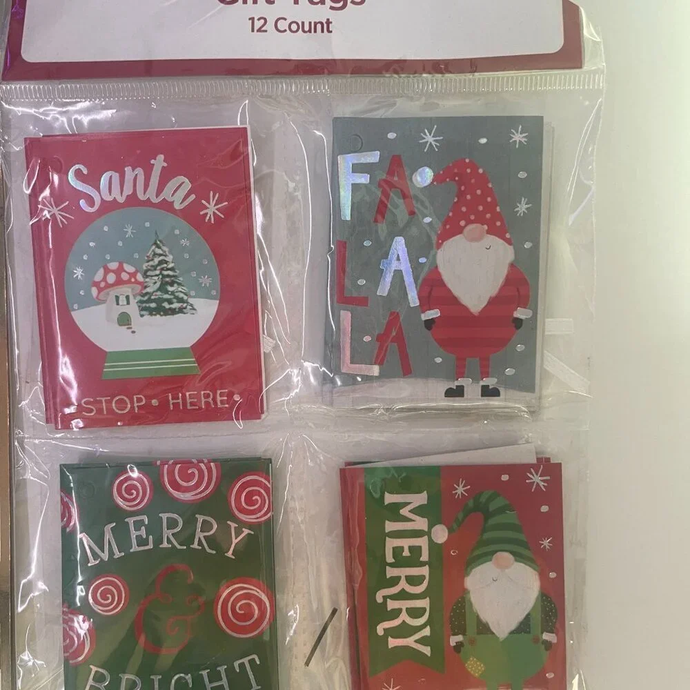 Holiday Gift Wrap Bundle – Giant Gift Bag + 50 Peel-and-Stick Tags + 12 Gift Tag